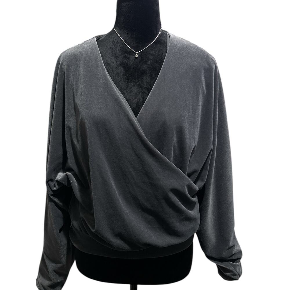Express Velvet V-Neck Long Sleeve Faux Wrap Top, Size Small-NWT